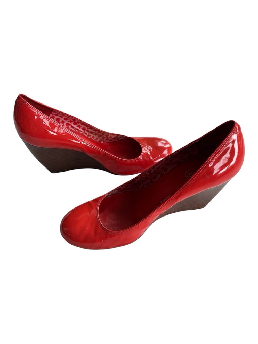 COACH Dorelle Red Patent Leather Wedge Pumps Shoes Size 9B F2080